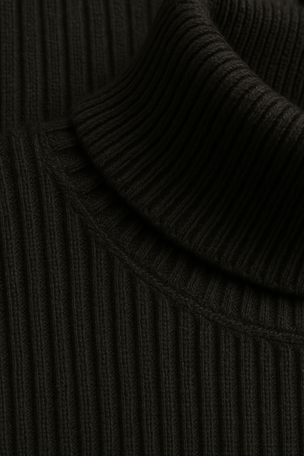 Col Roulé Coton Noir