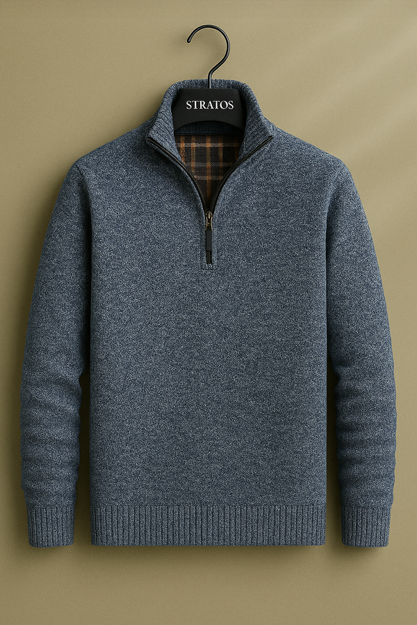 Pull à Col Zippé Bleu