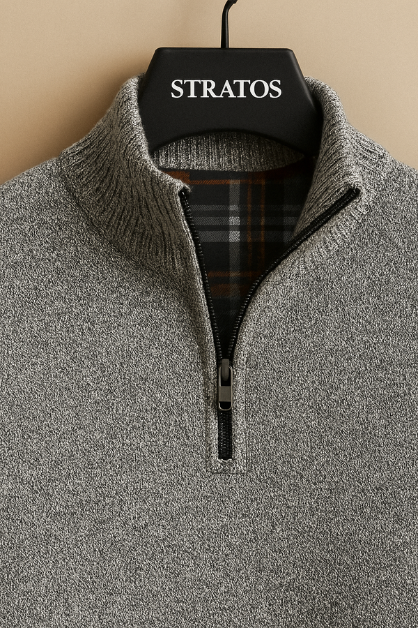 Pull à Col Zippé Gris Clair