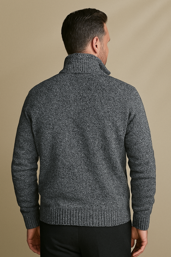 Pull à Col Zippé Gris Foncé