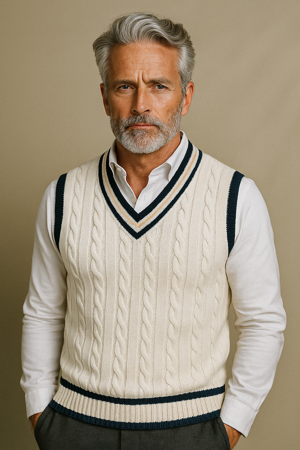 Gilet Torsadé Blanc