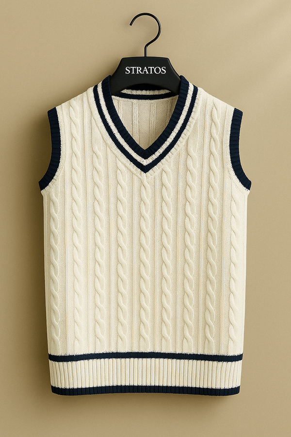 Gilet Torsadé Blanc