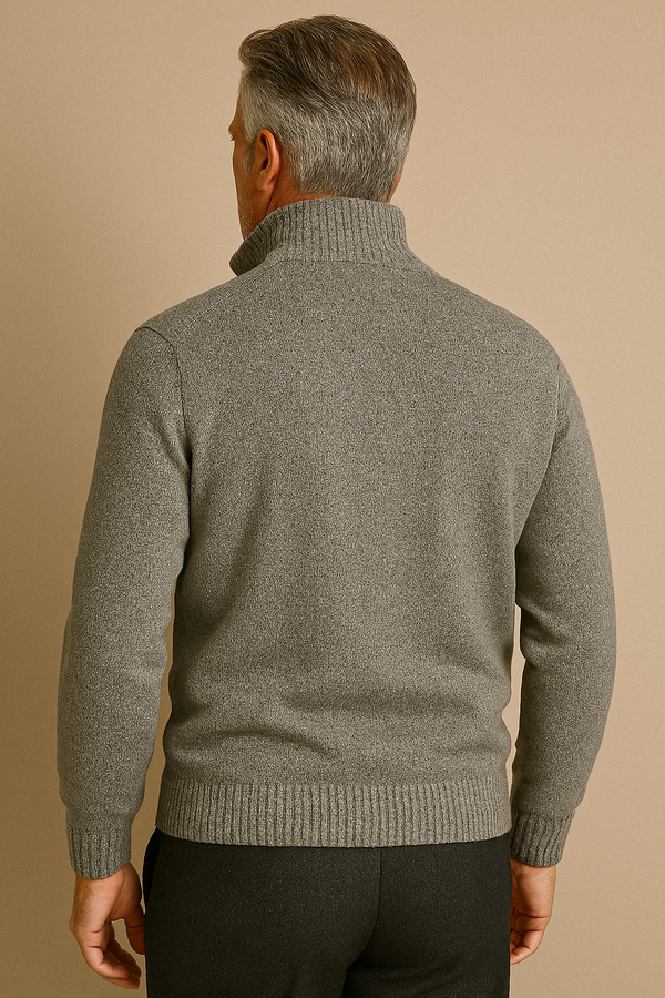 Pull à Col Zippé Gris Clair