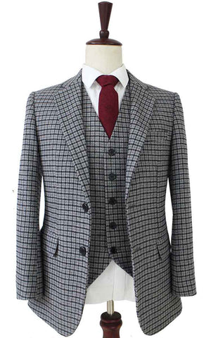 Costume 3P Tweed Pied de Poule Gris - Stratos