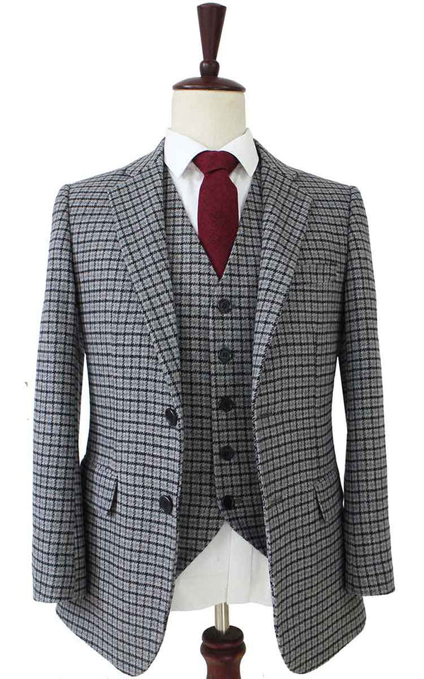Costume 3P Tweed Pied de Poule Gris - Stratos