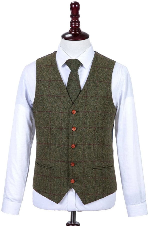 Costume Tweed à Carreaux Olive - Stratos