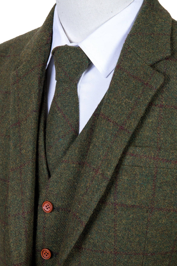 Costume Tweed à Carreaux Olive - Stratos