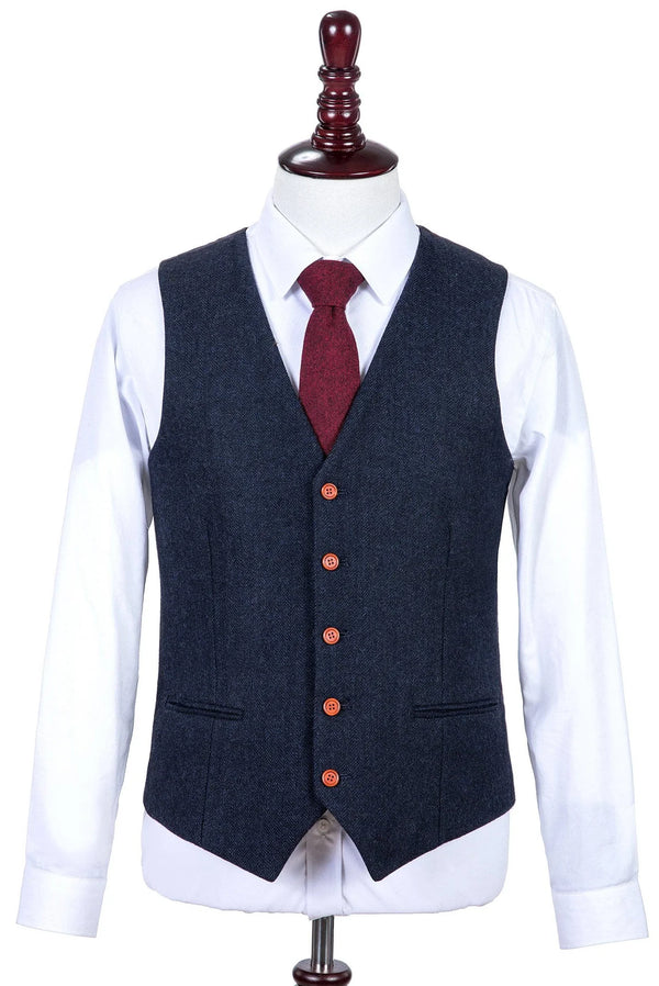 Costume Tweed à Chevrons Navy - Stratos