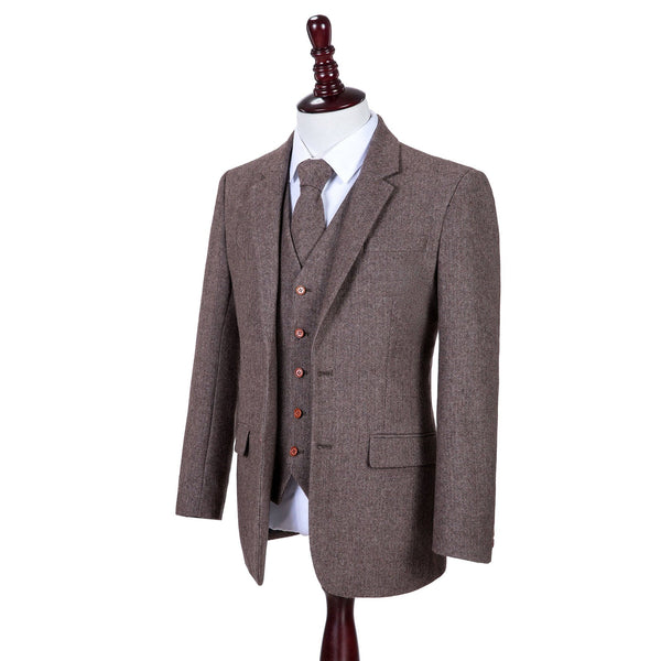 Costume Tweed à Chevrons Taupe - Stratos