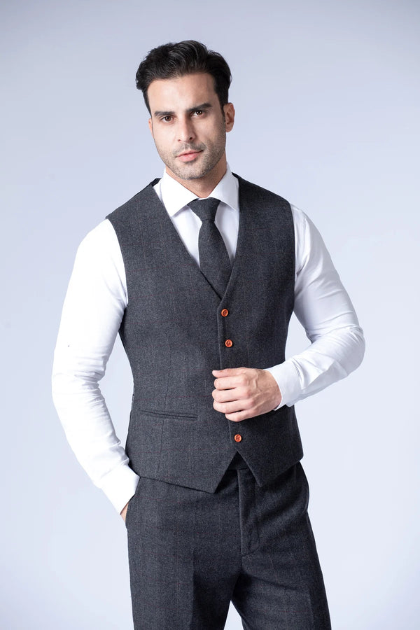 Costume Tweed à Chevrons Anthracite - Stratos