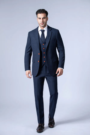 Costume Tweed Barleycorn Navy - Stratos