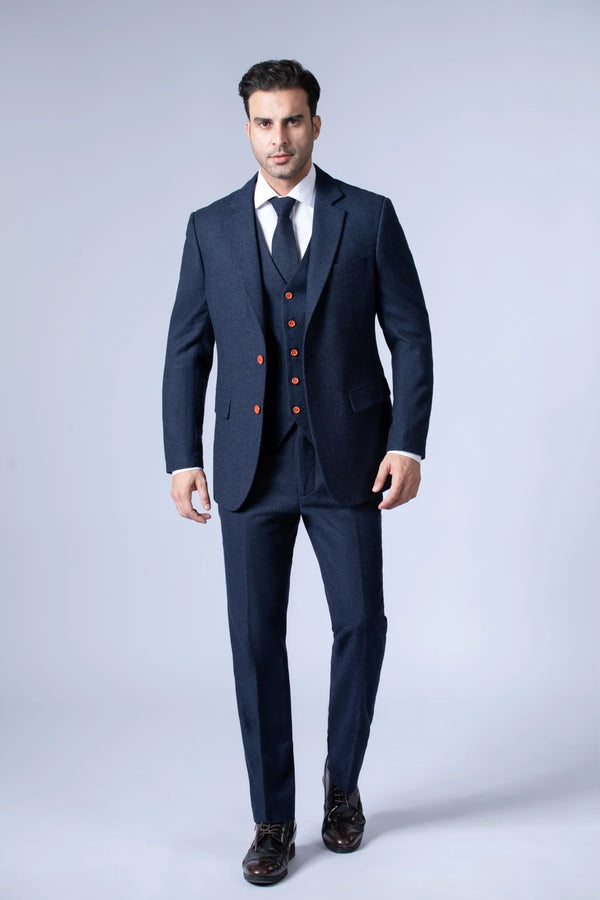 Costume Tweed Barleycorn Navy - Stratos