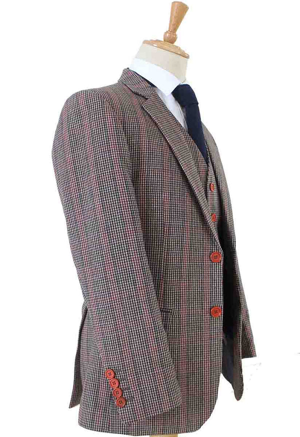 Costume 3P Tweed Pied de Poule Brun - Stratos