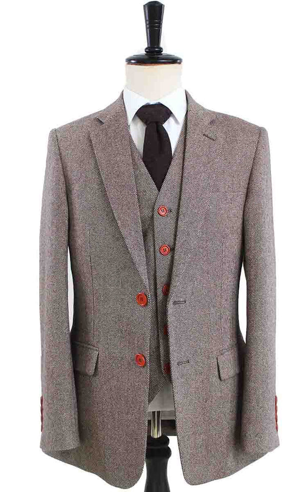 Costume 3P Tweed Barleycorn Brun - Stratos