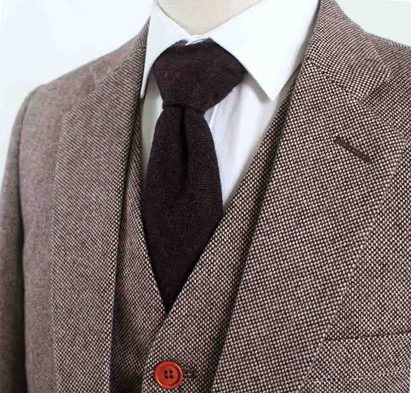 Costume 3P Tweed Barleycorn Brun - Stratos