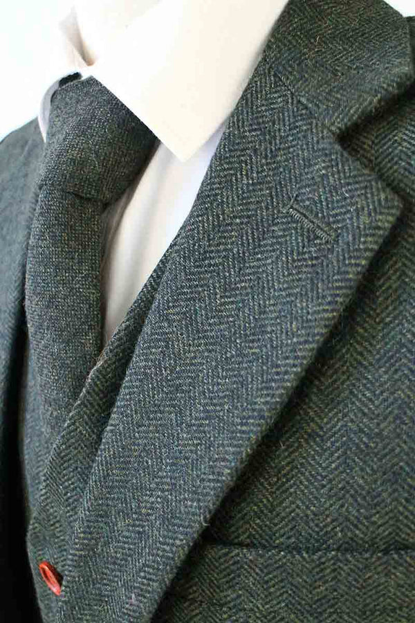 Costume 3P Tweed à Chevrons Vert - Stratos