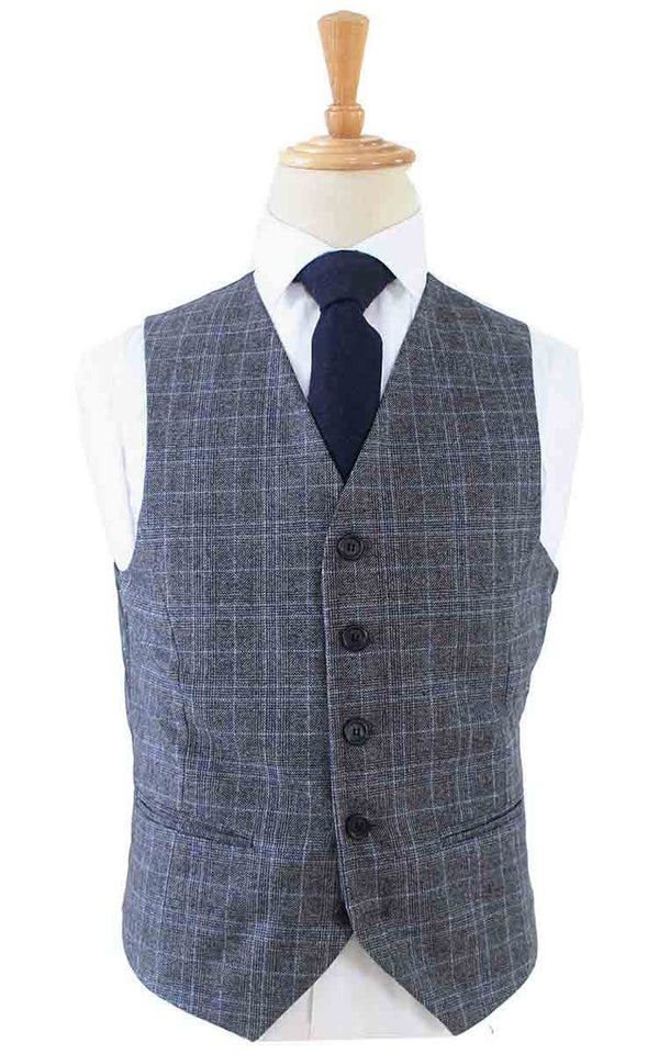 Costume 3P Tweed Prince de Galles Gris-Bleu - Stratos