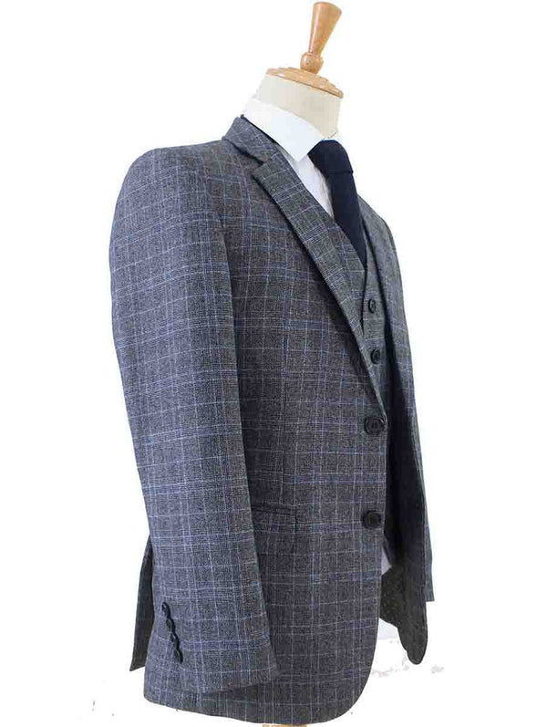 Costume 3P Tweed Prince de Galles Gris-Bleu - Stratos