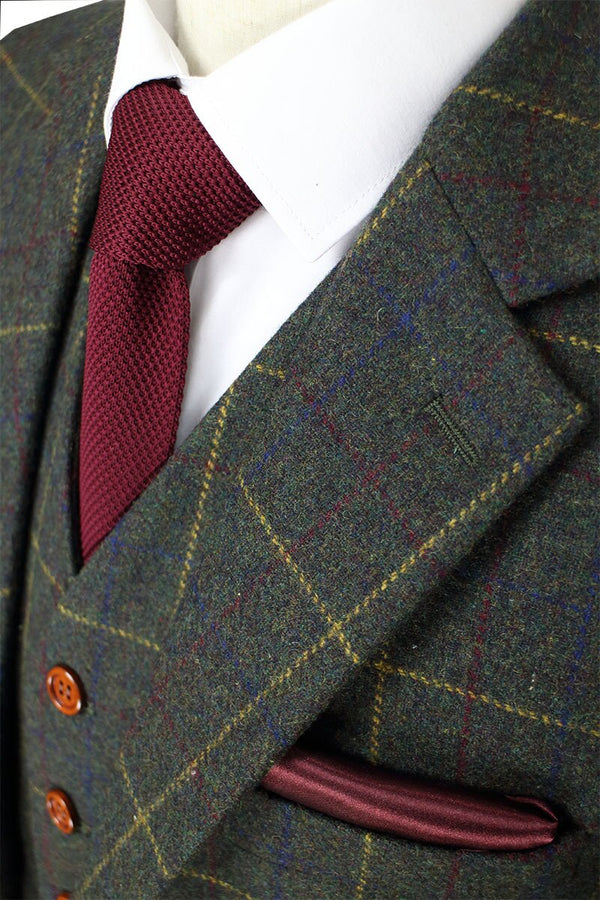 Costume 3P Tweed à Carreaux Vert - Stratos