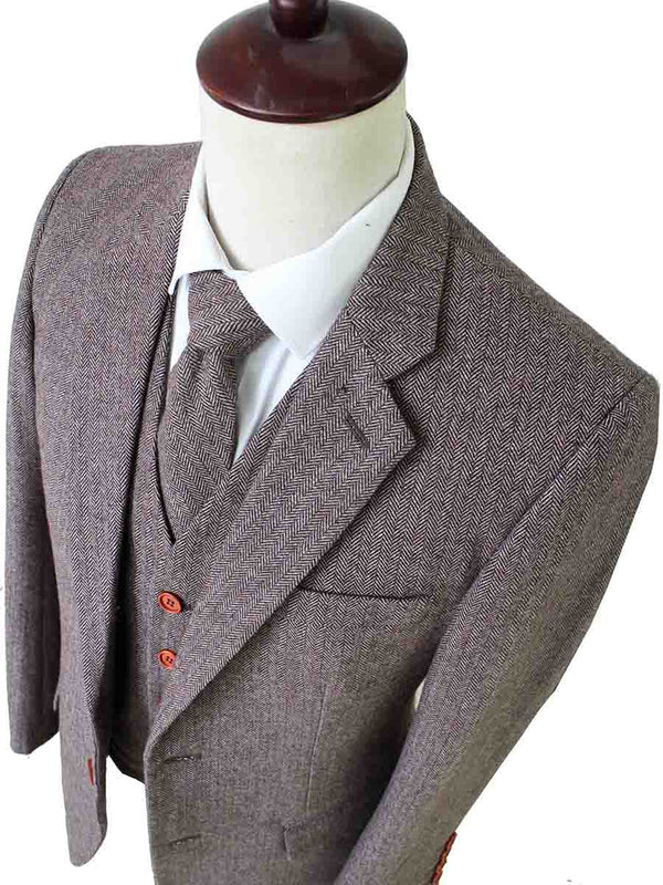 Costume 3P Tweed à Chevrons Brun - Stratos