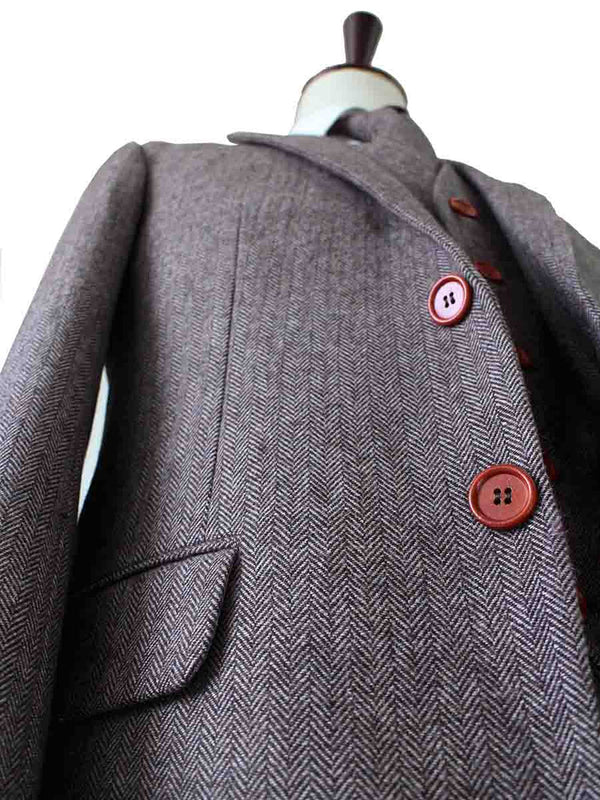 Costume 3P Tweed à Chevrons Brun - Stratos