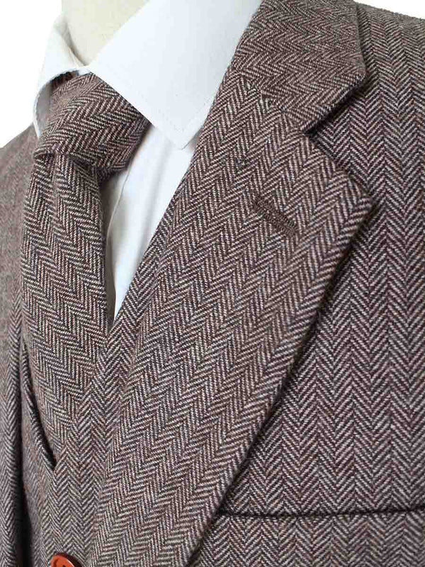 Costume 3P Tweed à Chevrons Brun - Stratos