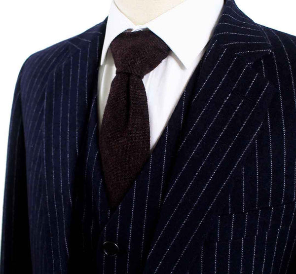 Costume 3P Tweed à Rayures Navy - Stratos