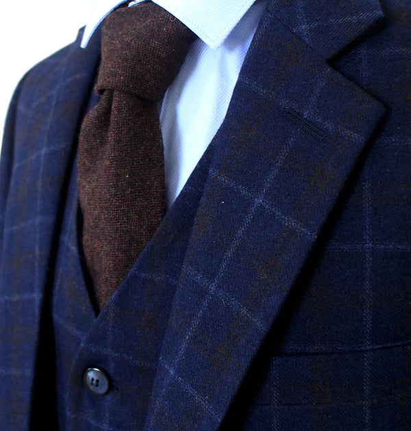 Costume 3P Tweed à Carreaux Navy - Stratos