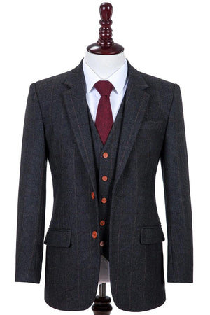 Costume Tweed à Chevrons Anthracite - Stratos