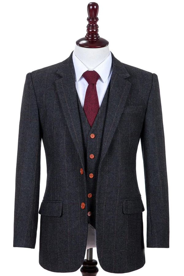 Costume Tweed à Chevrons Anthracite - Stratos