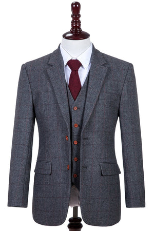 Costume Tweed à Chevrons Gris Moyen - Stratos