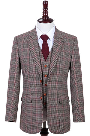 Costume Tweed Pied de Poule Brun - Stratos