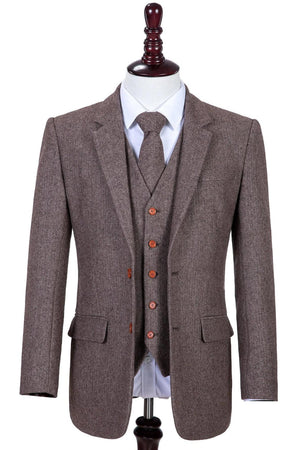 Costume Tweed à Chevrons Taupe - Stratos