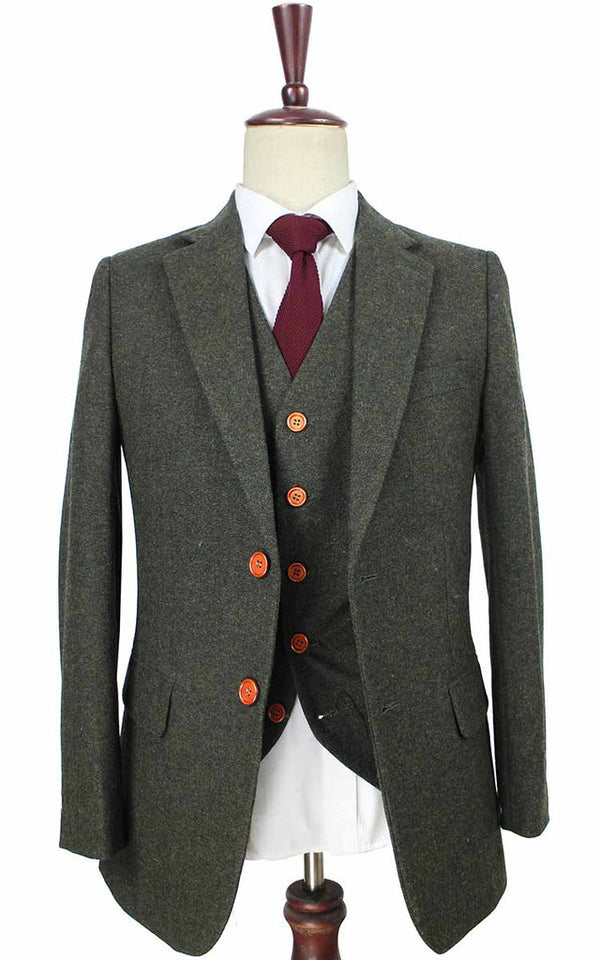 Costume 3P Tweed Barleycorn Vert - Stratos