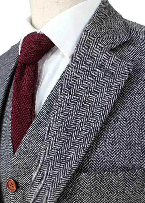 Costume 3P Tweed à Chevrons Gris - Stratos