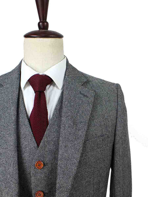 Costume 3P Tweed à Chevrons Gris - Stratos
