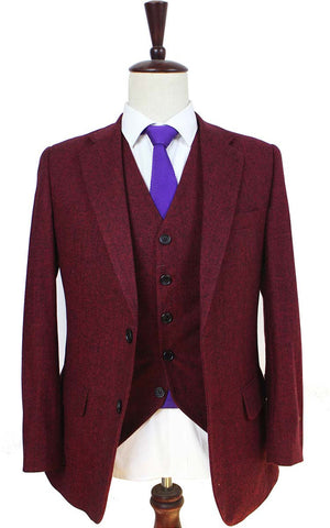 Costume 3P Tweed Barleycorn Rouge - Stratos