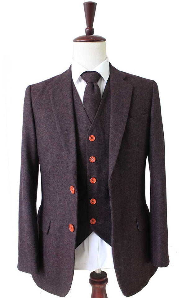 Costume 3P Tweed Barleycorn Marron - Stratos
