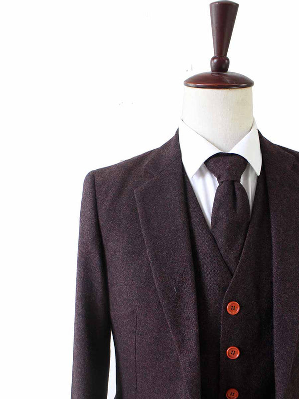Costume 3P Tweed Barleycorn Marron - Stratos