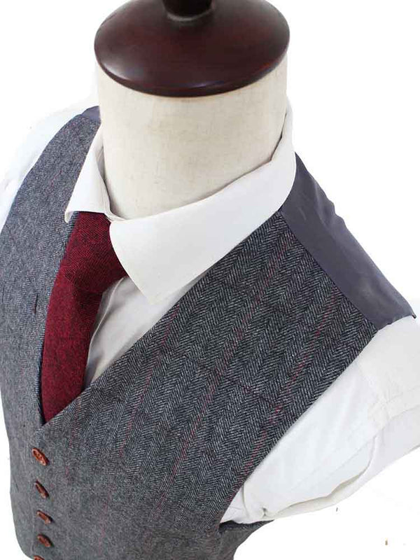 Costume 3P Tweed à Chevrons Gris Moyen - Stratos